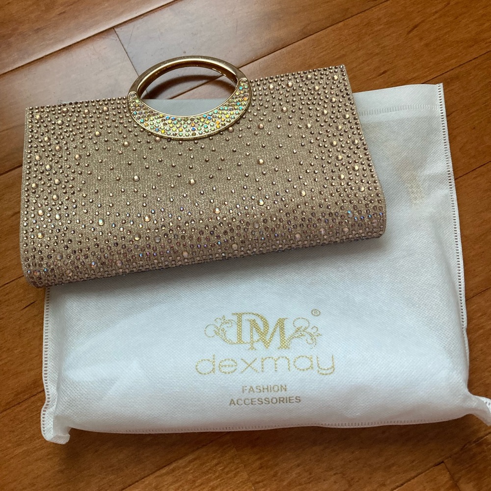 Dexmay Rhinestone Clutch Handbag with Crystal Handle